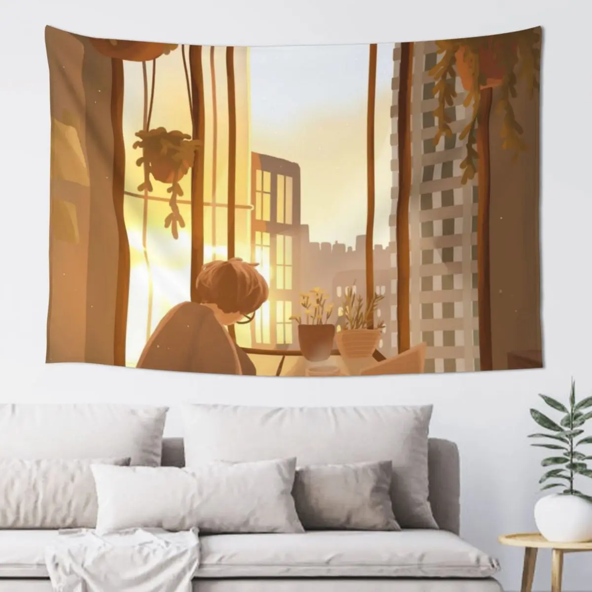 

breakfast with the city Tapestry Aesthetic Room Decor Korean Wall Decor Hanging Things To The Room Tapestry