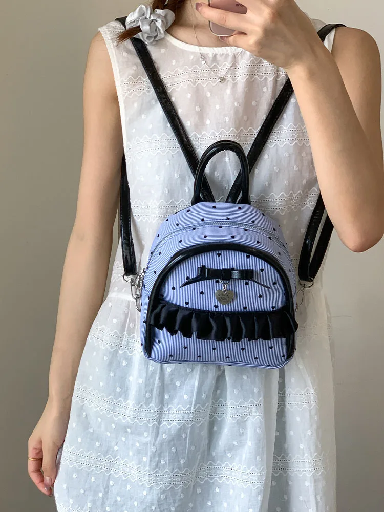 

Fashion Versatile Ballet Style Backpack Butterfly Bow Color Blocked PU Women's Backpack 2025 Summer New Simple Small Backpack