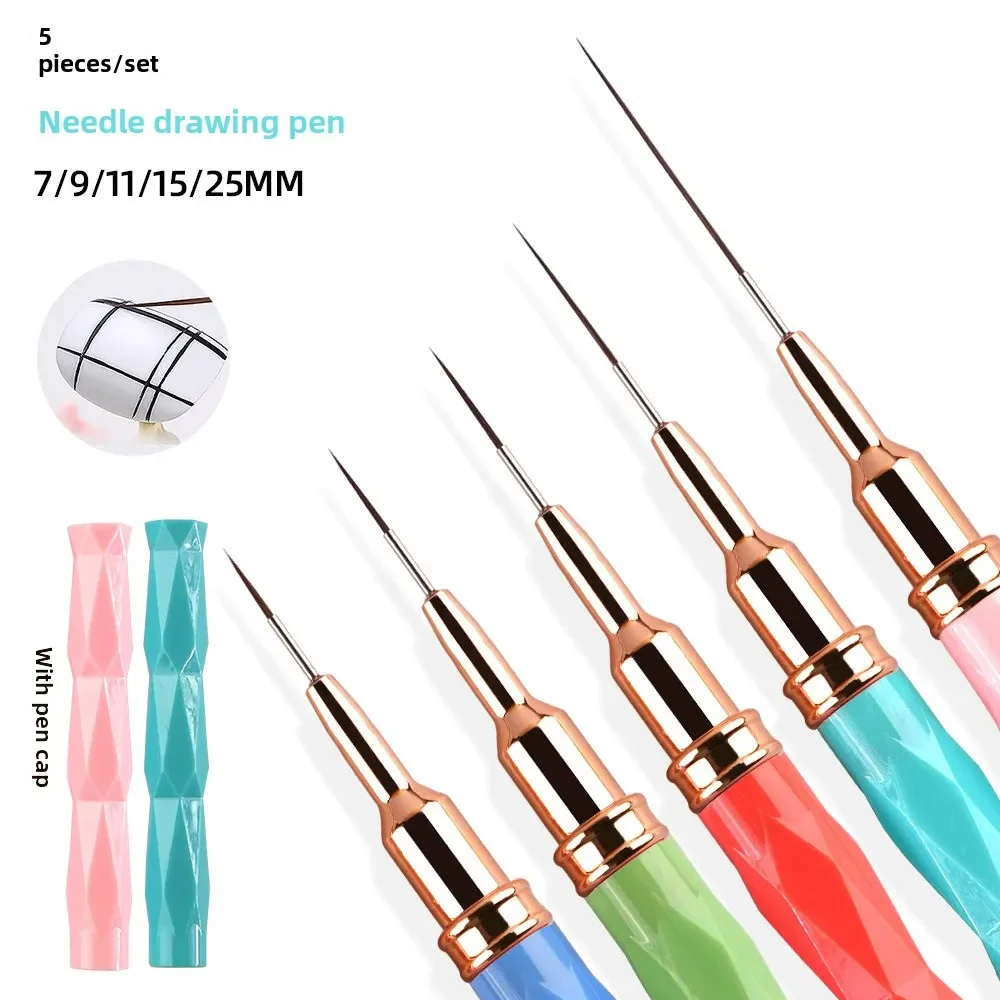 

New 1/5pcs 5 Colors Set Nail Brush Set Professional Stripe Nail Art Liner Brush For Manicure Ultra-Thin Line Detail Drawing Pain
