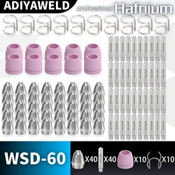 ADIYAWELD Plasma Cutting Kits de Consumíveis, Eletrodos Copos, DICAS, Guia Espaçador, Tocha, Tocha, SG55, AG60, WSD60, 26, 60, 100pcs, consumiveis plasma