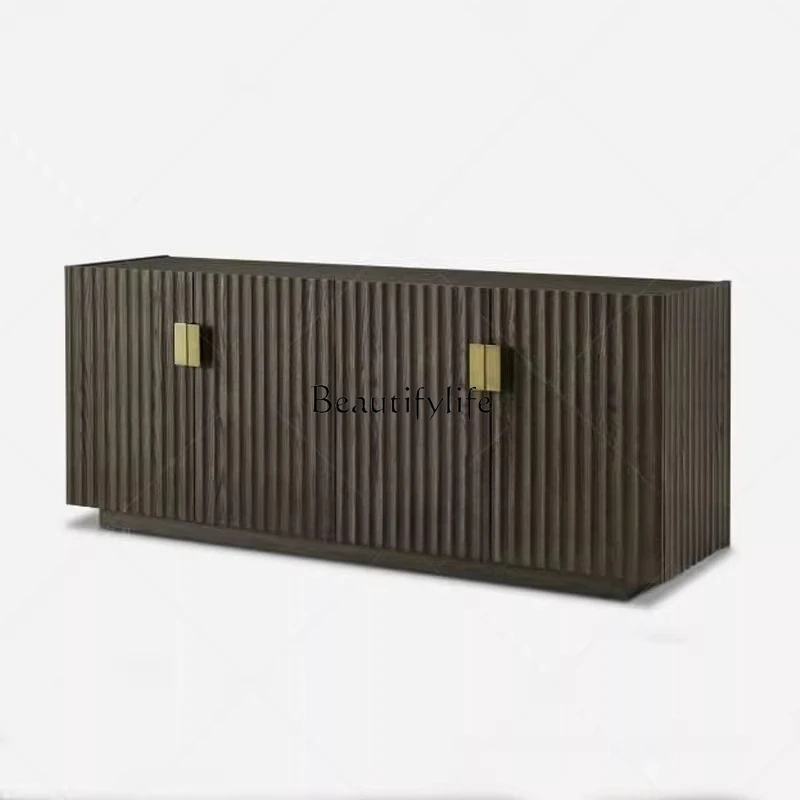 

Medieval TV cabinet retro silent wind solid wood carving dining side storage entrance cabinet