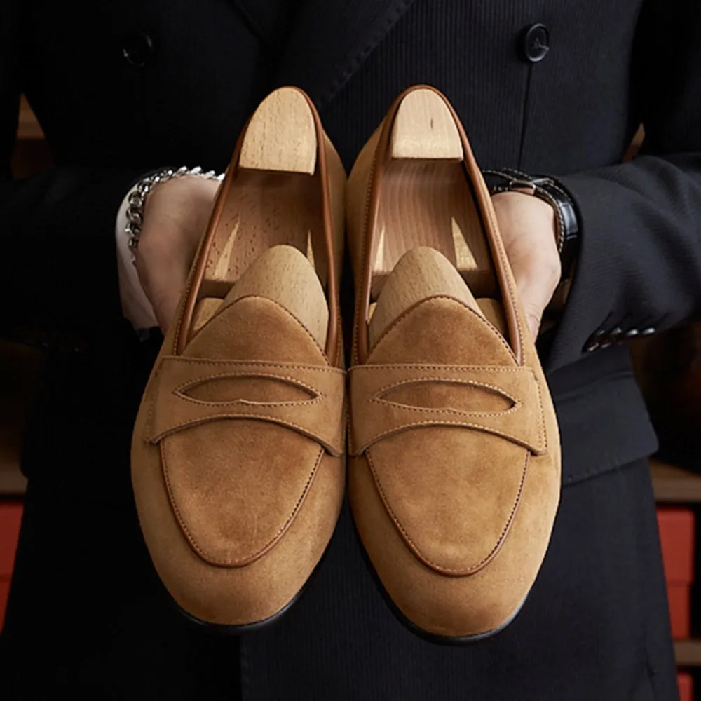 

Летняя универсальная мужская классическая удобная универсальная модная обувь с одной педалью, кашемировая деловая повседневная кожаная обувь ручной работы