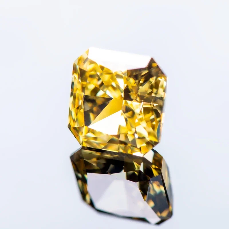 Cuentas de circonia cúbica con forma de Asscher, Color amarillo claro, 4k, corte de hielo triturado, para hacer joyería DIY, collares, anillos, materiales