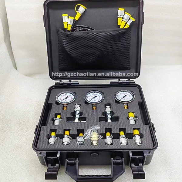 طقم اختبار قياس الضغط الهيدروليكي للحفارة العالمية 3 طقم مقاييس مع صندوق موصل المحملة المشترك