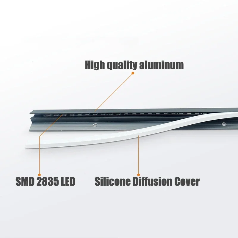 Thin 45 Degree Led Bars Invisible Oblique Beam Lamp Bookcase Layer Shelf Aluminum Profile Kitchen Closet Hidden Lighting Dc12V
