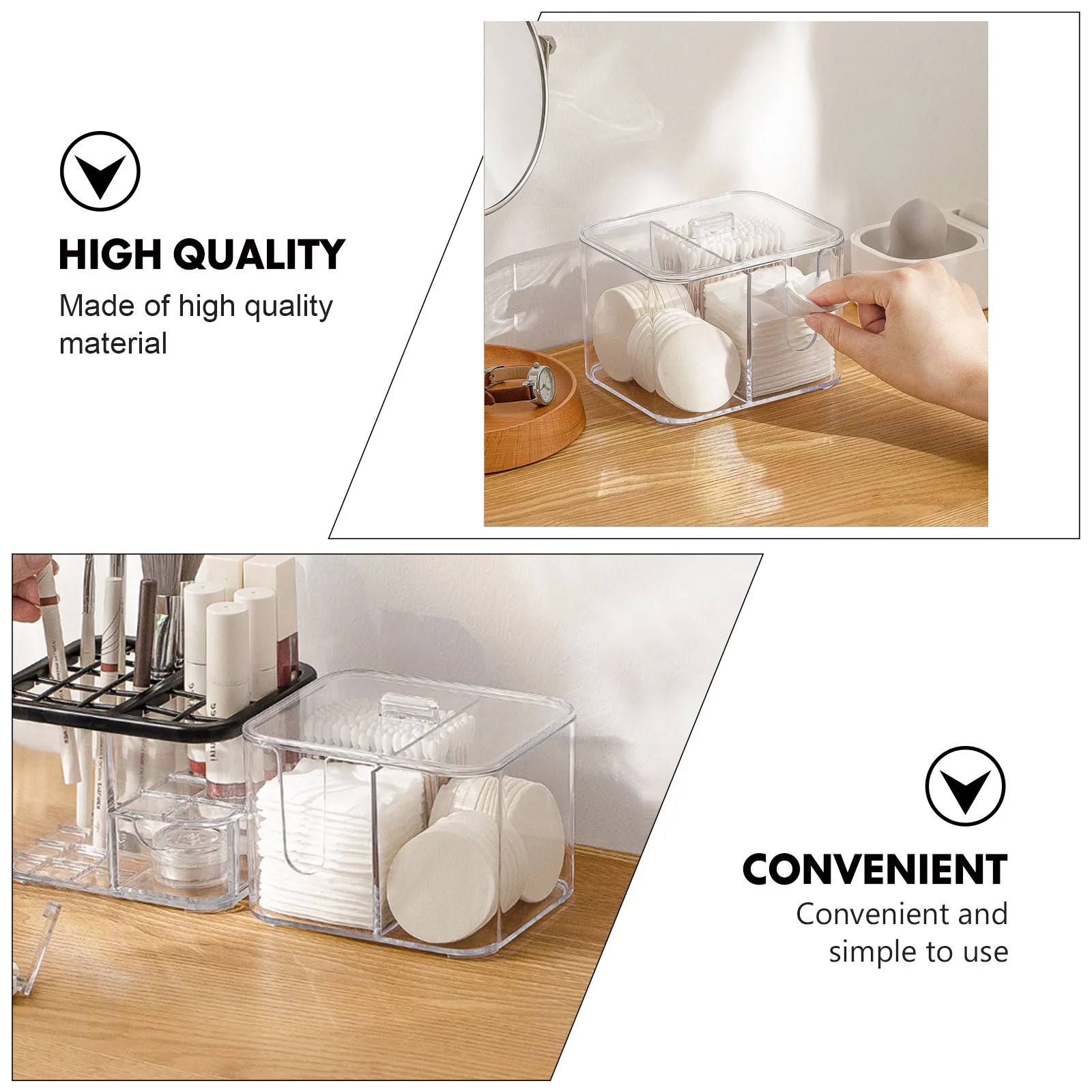 

Storage Box Plastic Holder Bathroom Swab Organizer Container Dustproof Compact SpaceSaving Makeup Cotton Pads