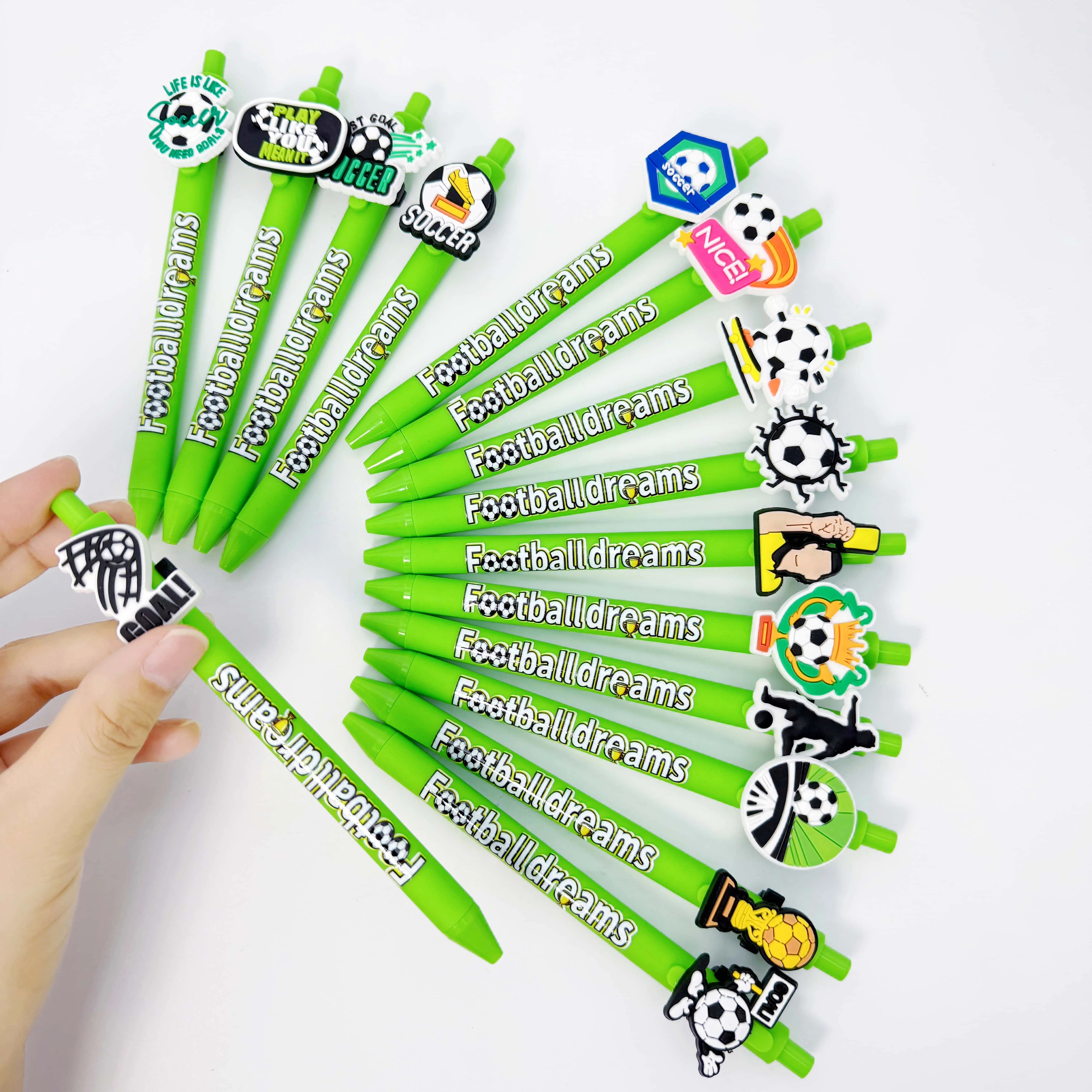 

8 шт./15 шт. шариковая ручка для энтузиастов футбола, зеленая футбольная шариковая ручка, студенческая подарочная ручка для письма