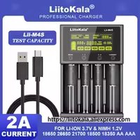 LiitoKala Lii-M4 M4S 18650 LCD Display Smart Charger Test Capacity Suitable For 3.7V 26650 18350 21700 18500 1.2V AA AAA 4 Slots