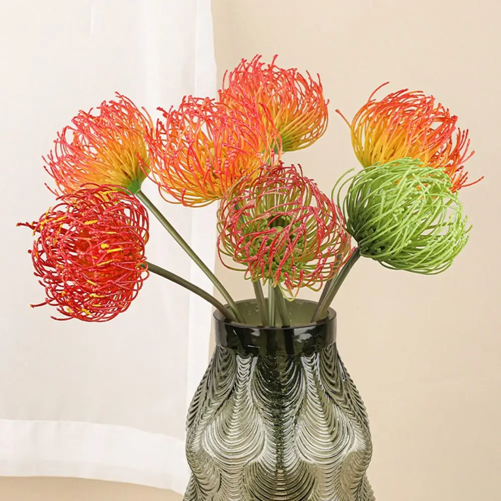 

Real Touch Artificial Leucospermum Flower Elegant Handmade Crab Claw Chrysanthemums Plastic Pincushion Flower Branch