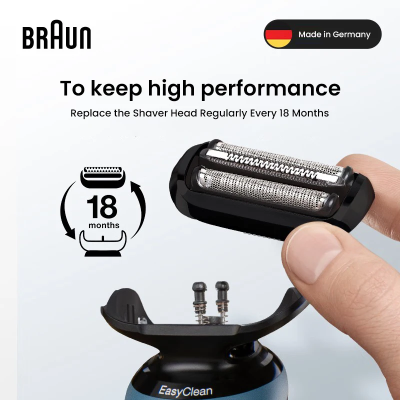 Braun Series 5 เครื่องโกนหนวดไฟฟ้าหัวเปลี่ยนได้อย่างง่ายดายแนบหัวใช้งานร่วมกับสําหรับเครื่องโกนหนวด Series 5/6 รุ่นใหม่ 54B