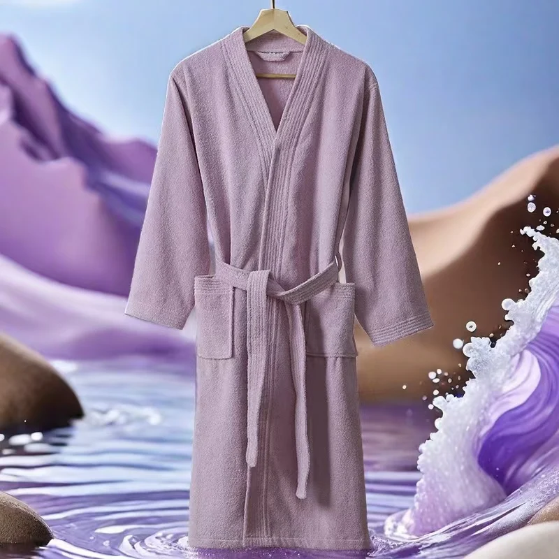 

Kimono Pajama Tie Up Bathrobe for Men's Spring and Summer Thin Cotton Color Woven Large Size 200 Kg Sweat Steamed Men Robe