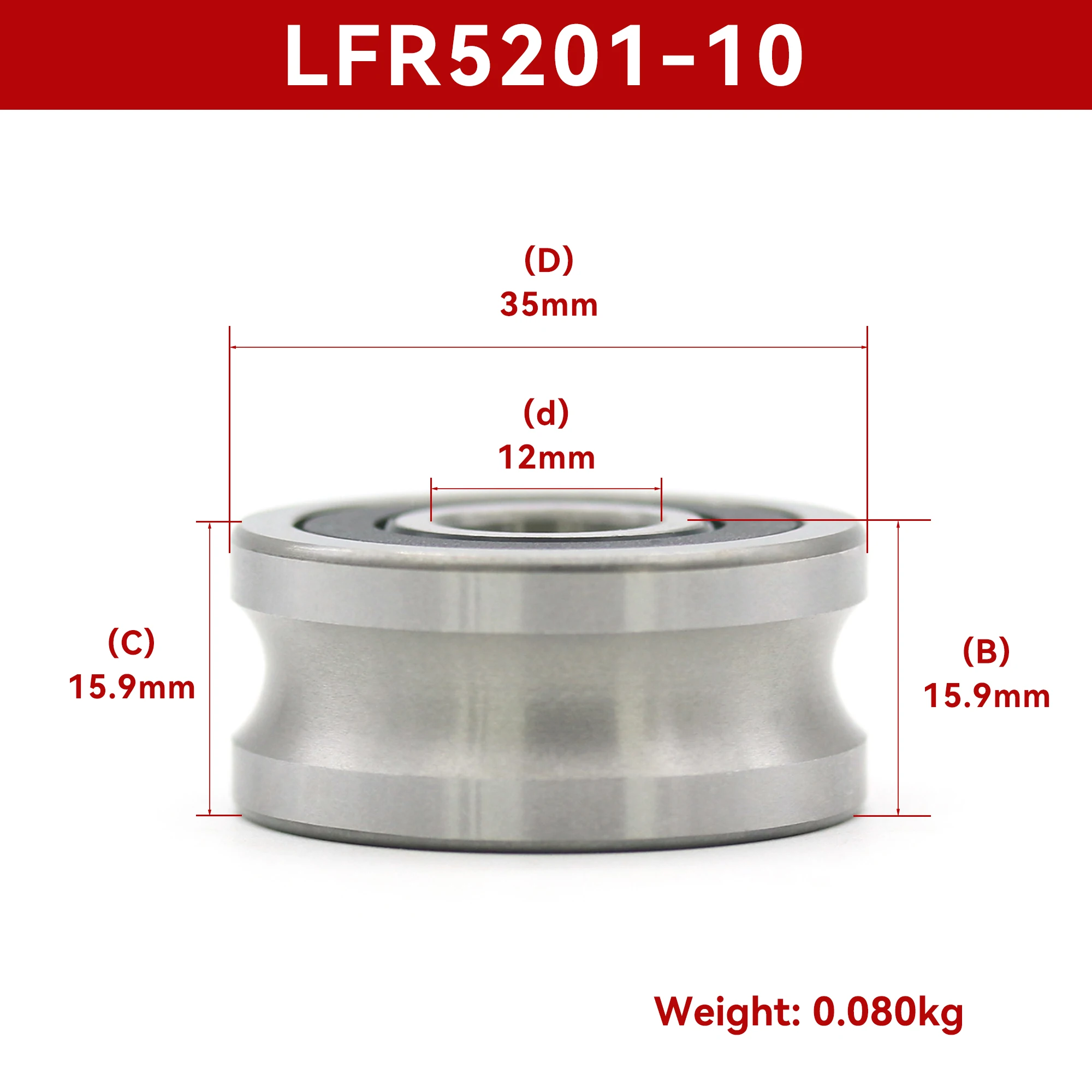 LFR5201 LFR5201-10 LFR5201-12 U Groove Angular Contact Track Roller Bearing