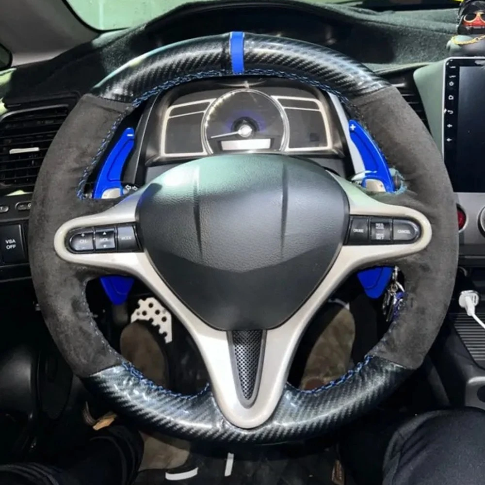 Car Steering Wheel Cover Non-Slip Suede Original Steering Wheel Braid For Honda Civic Old Civic 8th MK8 Fit City Insight Jazz