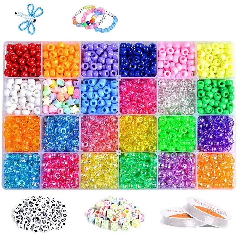 

3640+Pcs Pony Beads Kit For Bracelet Jewelry Making, Hair Beads, Include 23 Colors Rainbow Beads 520 Letter Beads, 50 Color Bead