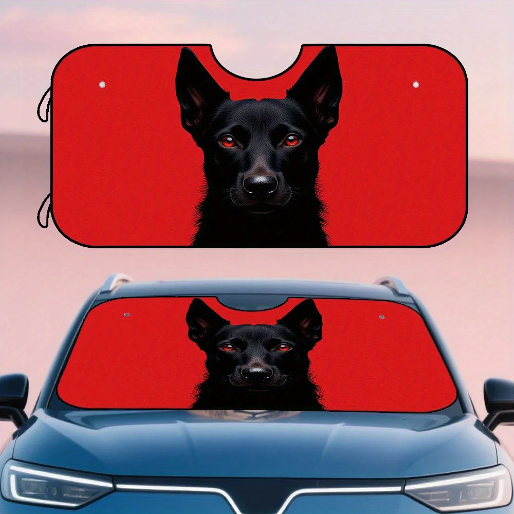 

1 шт., козырек на лобовое стекло автомобиля с красным графическим портретом Great Dane — складной, универсальный, подходит для городских поездок и пригородных круизов, блок