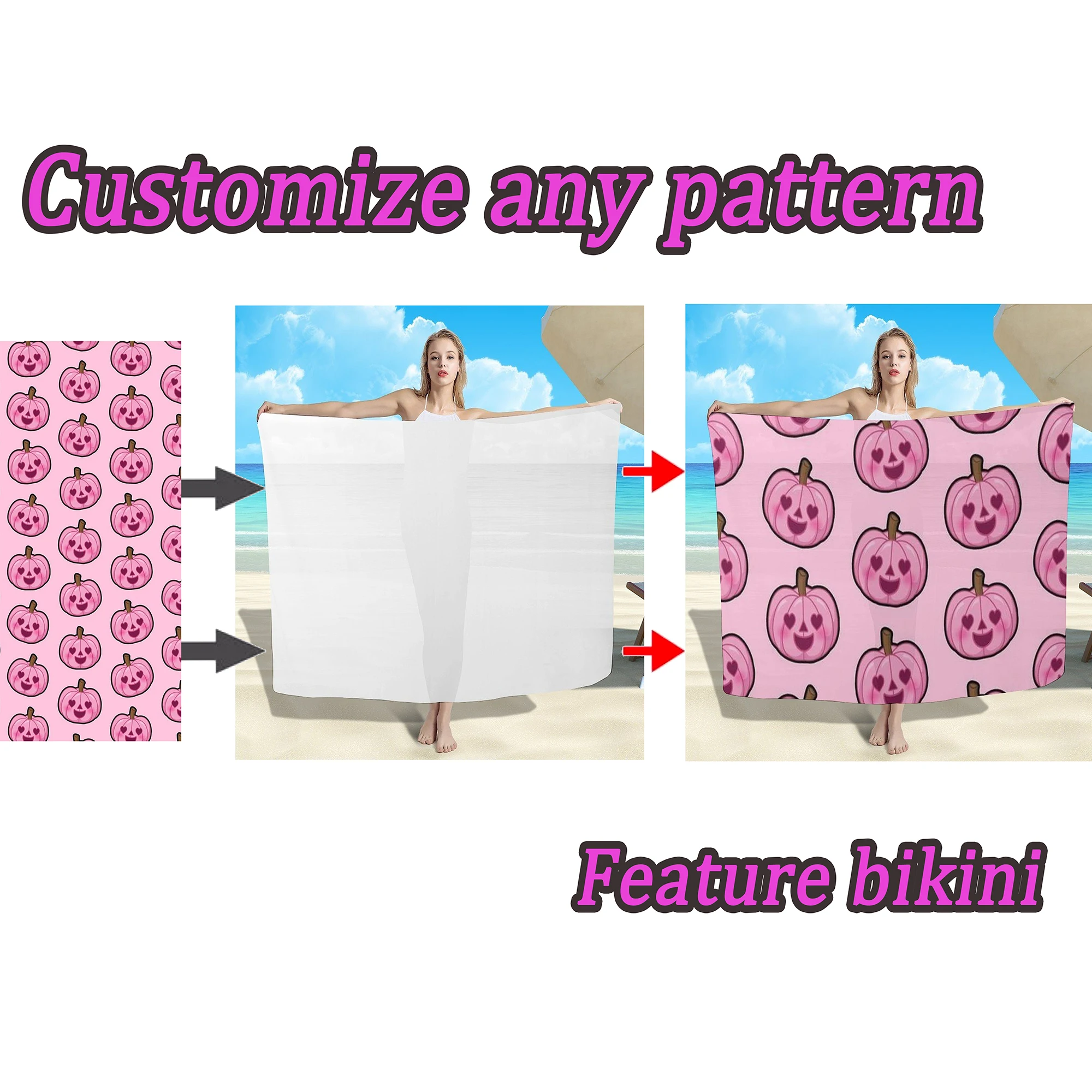 Custom Polynesian Ladies Sarong Vintage Floral Print Summer Seaside Windproof Sun Protection Cape Quality Fabric