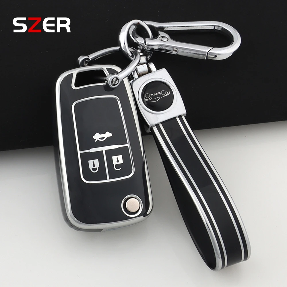 3 BTN TPU Car Flip Key Case Cover Shell Fob For Opel Astra Corsa Mokka Buick Chevrolet Cruze Aveo Malibu Trax Sail Accessories