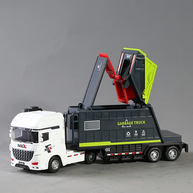 1/30 City Garbage Truck Car Model Simulation Garbage Sorting Sanitation Road Cleaning Sweeper Vehicles Car Model Kids Toys Gifts