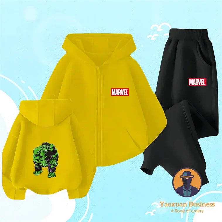 

Latest Marvel Series Kids Girls Boys Zip Up Hoodie Set Cute Cartoon Printed Warm Windproof Autumn Winter New