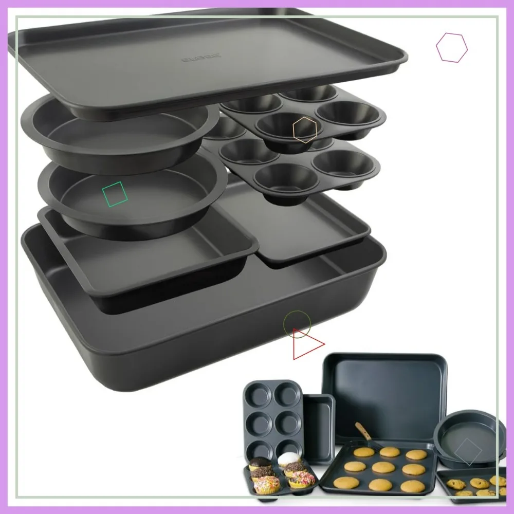 

Set of 8 Non-Stick Carbon Steel Baking Pans for Easy Kitchen Storage