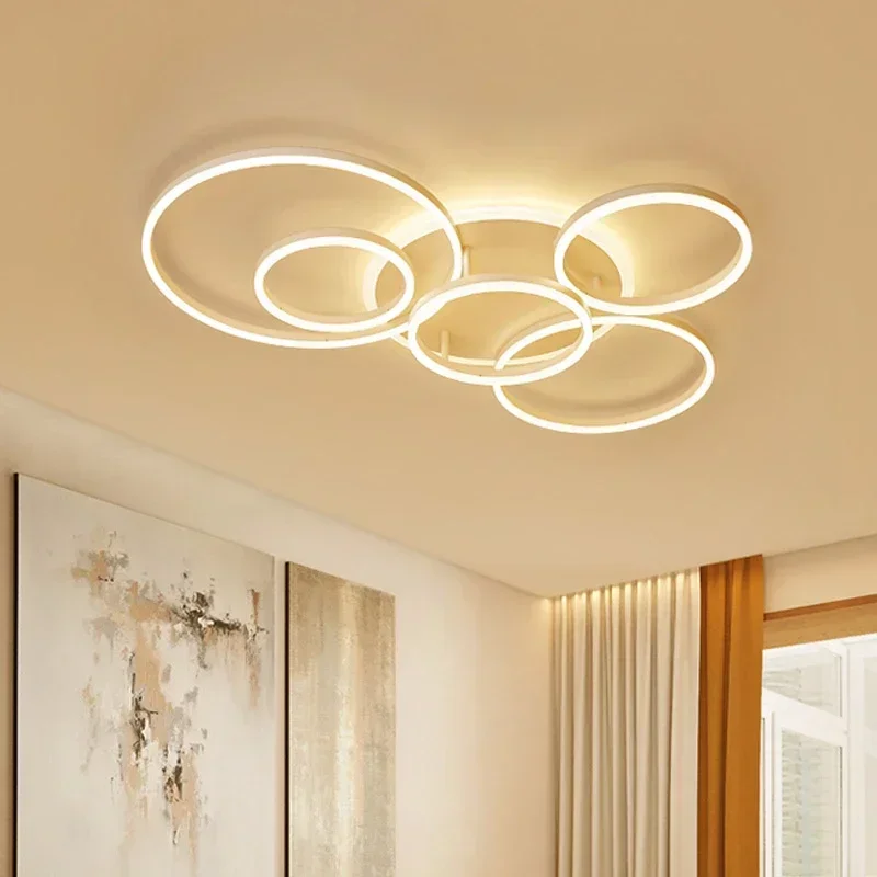 Moderne plafondverlichting voor woonkamer cirkel goudbruin LED plafon decor slaapkamer lampen armatuur met dimbare glans