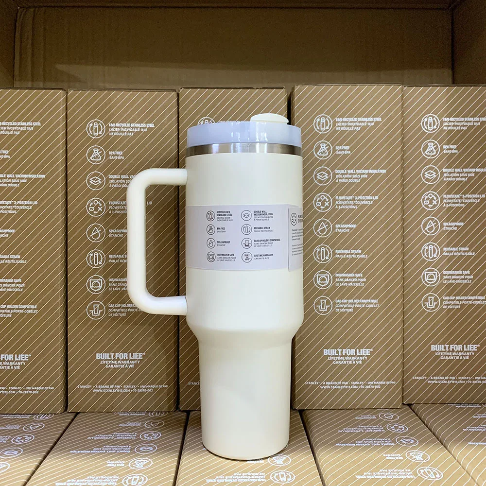 40 أوقية 2025 مقبض القش فراغ معزول سيارة القدح ستار الأزرق غطاء الفولاذ المقاوم للصدأ جدار مزدوج الحرارية مثلج كوب السفر ل s