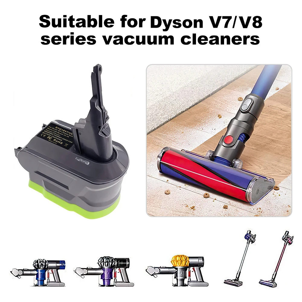 Battery Adapter Converter for Ryobi 18V Lithium Battery to Replace for Dyson V7 V8 Vacuum Cleaner