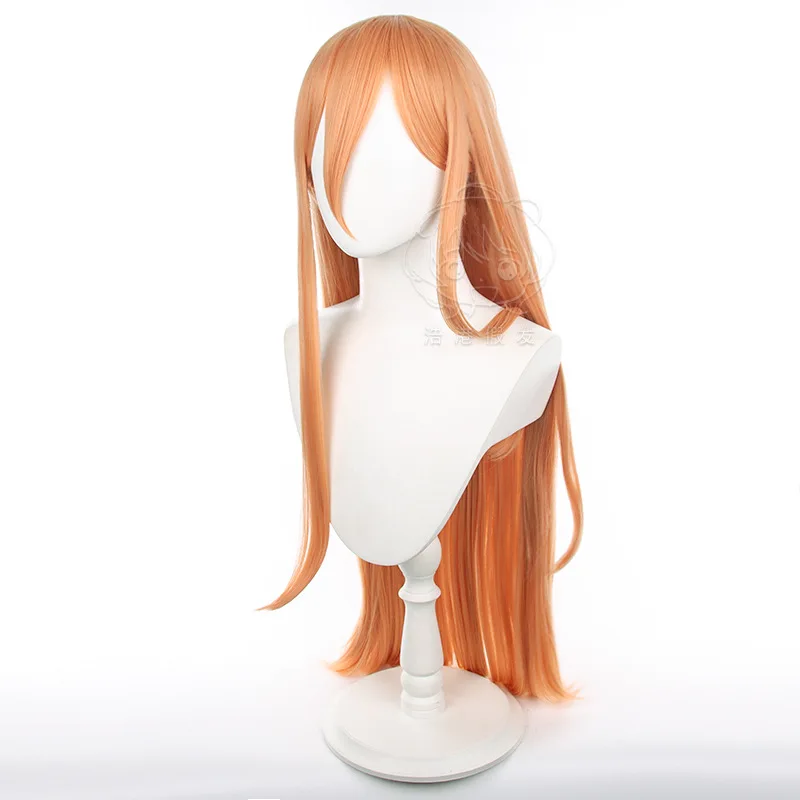 Peruki Cosplay Chainsaw Man na Halloween, pomarańczowe, długie, proste włosy dla kobiet, japońskie akcesoria do kostiumów Comic-Con, rekwizyty na imprezę