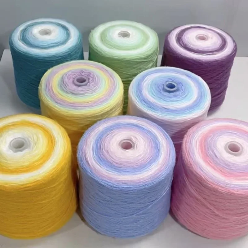 1000g/ball Seven-star Gradient Colors Blanket Handmade Knitted Shawl Wool Thread DIY Knitting Rose Bouquet Blanket Raw Materials