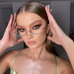 2024 Trendy Star Pendant Eyeglasses Frame Y2k Girl Face Decoration Colourful Accessories Rhinestone Mask Jewelry Masqurade Party