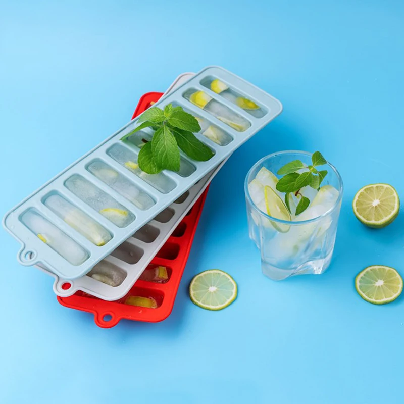 New Silicone Ice Cube Mold Tray Long Strip Ice Cube Moulds Cake Baking Ice Cream Molds Kitchen DIY Accessories