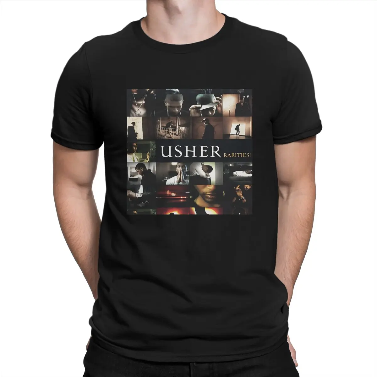 Rarities T-Shirts Men Singer Usher Novelty Cotton Tee Shirt Crew Neck Short Sleeve T Shirts Birthday Gift Tops