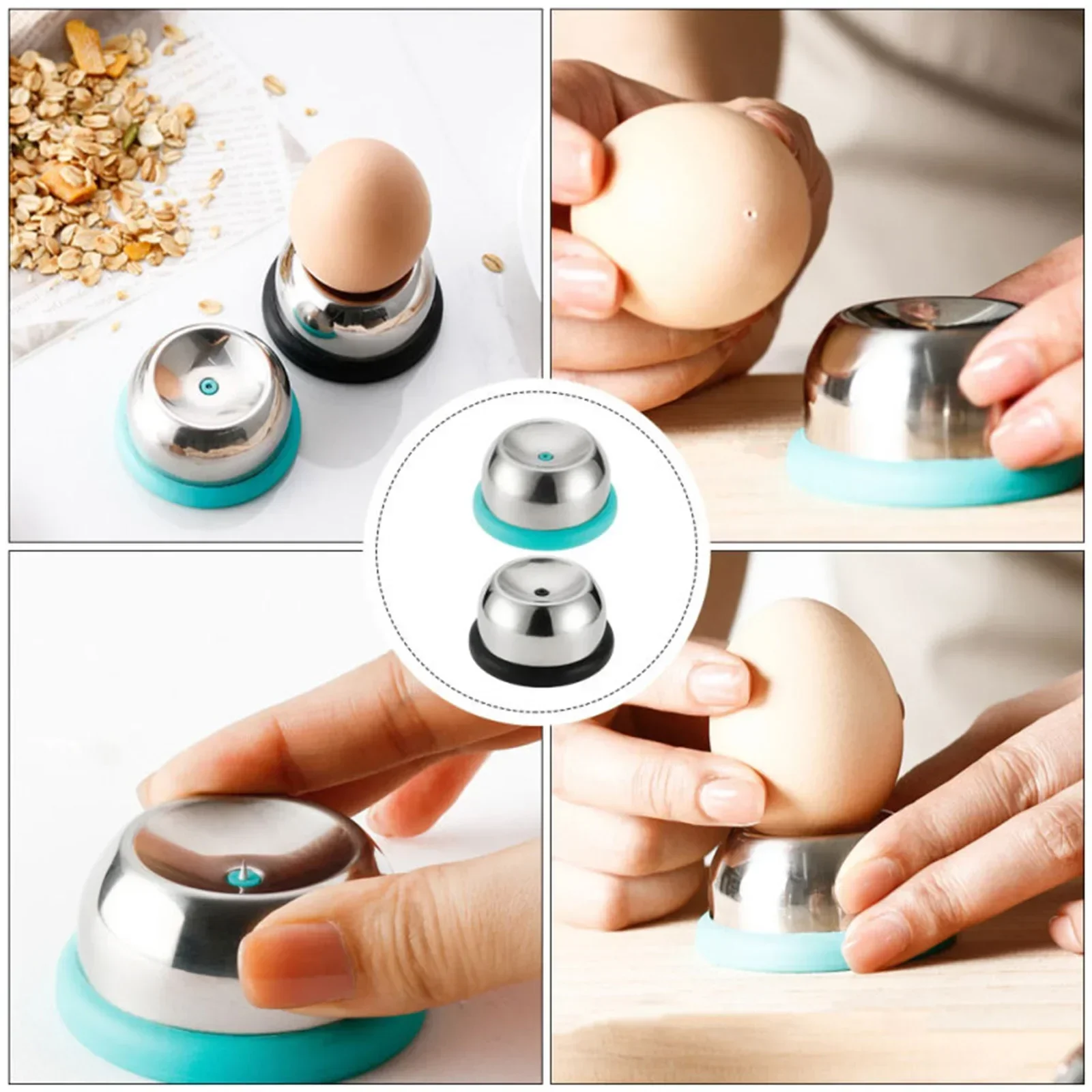 Boiled Egg Piercer Stainless Steel Semi-Automatic Eggshell Pinhole Egg Beater Separator Egg Puncher Kitchen Egg Piercing Tool