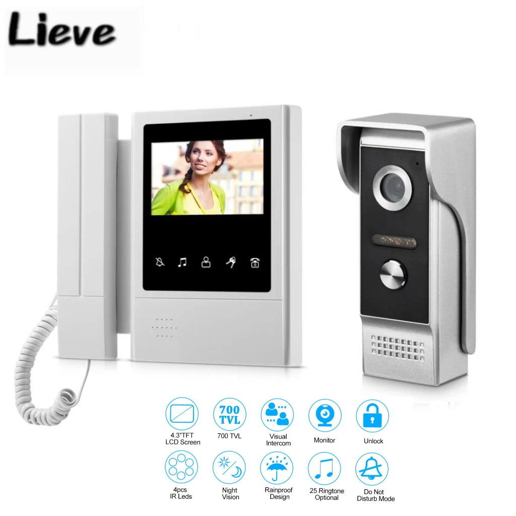 4.3 Inch Doorbell Camera Video Door Phone   Monitor Screen IR Night Vison Door Entry System for Villa Home Security