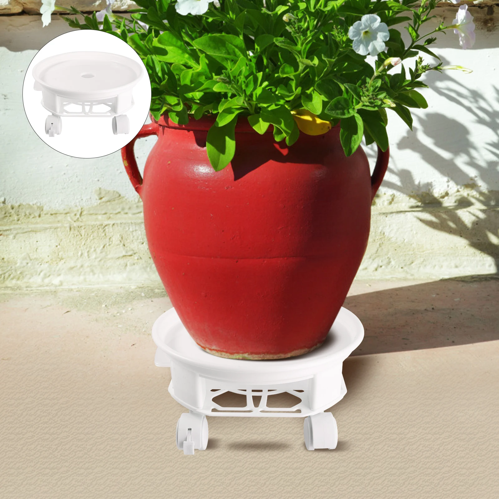 

Universal Wheel Flowerpot Base Thickened Plastic Round St for Plant Tray Smooth Casters Dirt Resistant Matte