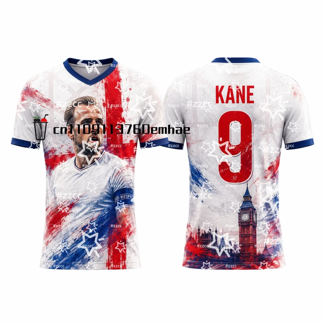 2026 England Football Jersey Harry Kane Fan Commemorative Jersey Summer Sports Men's T-Shirt Children's Woman's Clothing ﻿