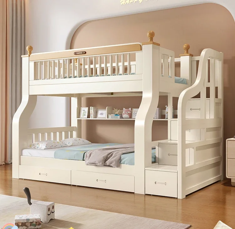 Solid wood bed bunk bed multi-functional children's small apartment mother and child thickened adult high and low bed