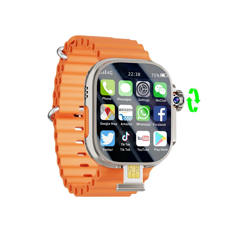 DW99 DW100 S10 الإصدار الخلوي ساعة ذكية 4G بطاقة SIM 180 °   Rotaty Camera Play Store 256GB App تنزيل Amoled Smartwatch GPS