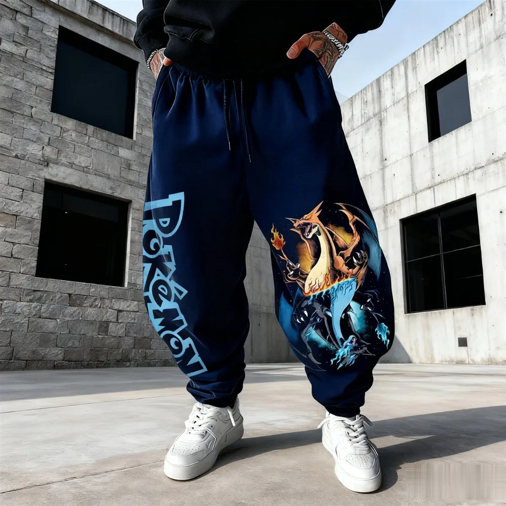 Pokémon X Vuurspuwende Dragon Fleece Broek Herfst Winter Oversize Jogginglegging voor heren en dames Eenvoudige vrijetijdsbroek