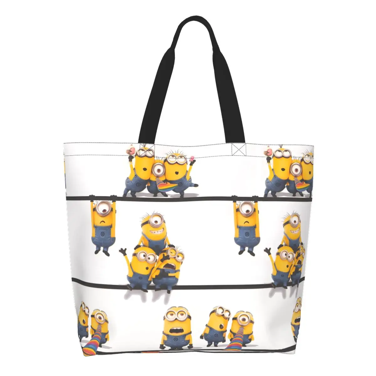 

Изготовленные на заказ сумки для покупок M-Minions, забавная парусиновая сумка-шоппер, большая вместительная моющаяся милая сумка с героями мультфильмов