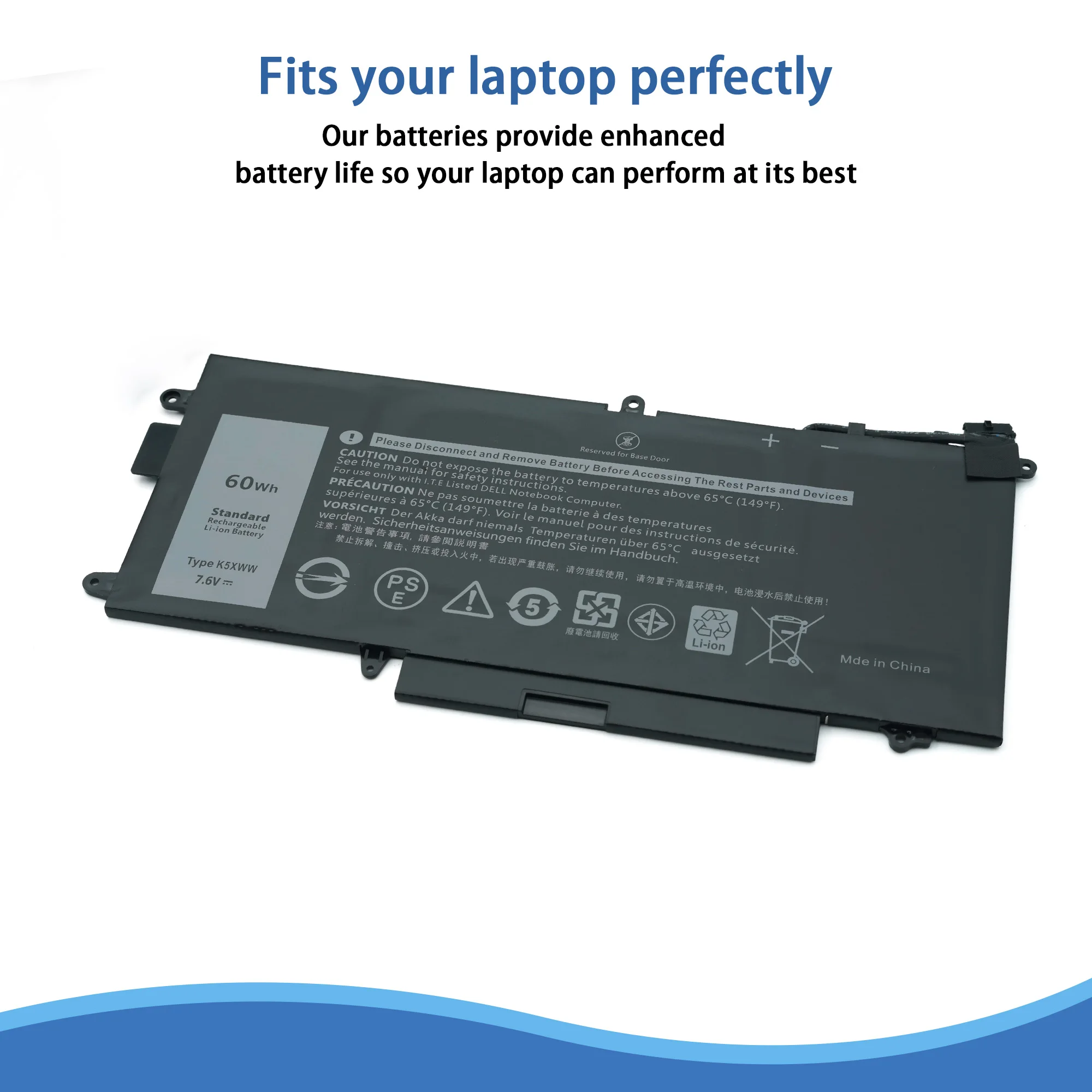 K5XWW 60WH Laptop Battery for DELL Latitude 5289 7389 7390 2-in-1 L3180 Series High Quality 725KY N18GG