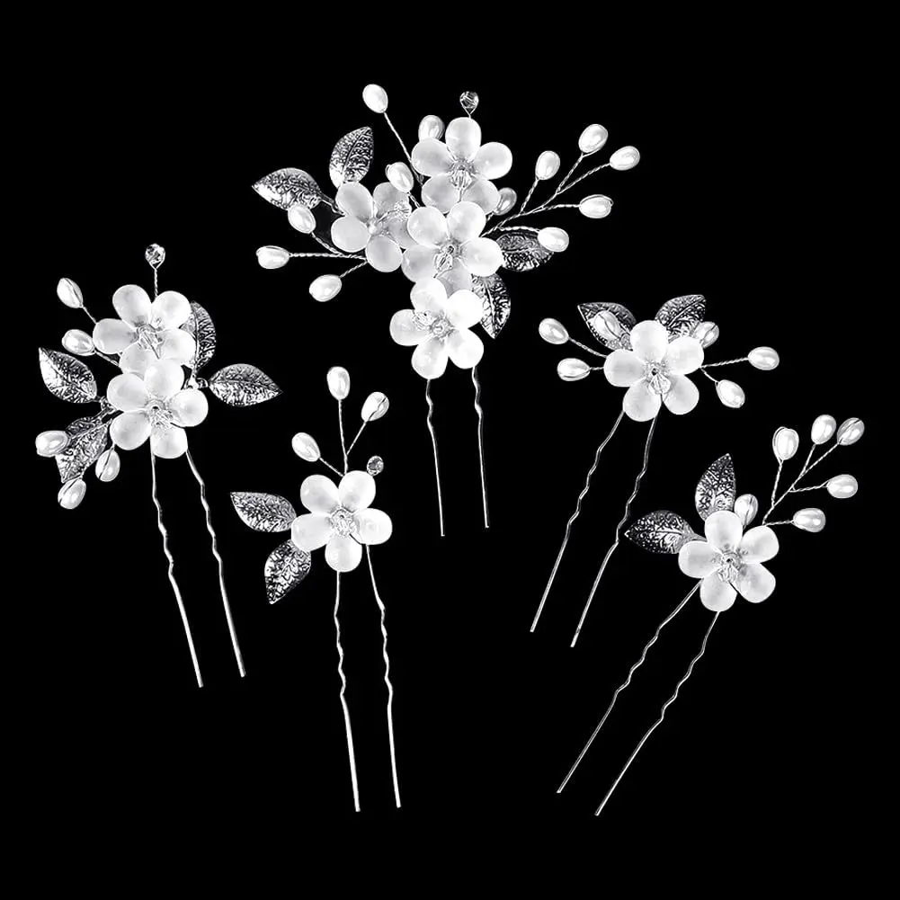 Transparent Material Crystal Flower U-shaped Hairpin Pin Headpiece Bridal Wedding Headpiece image 3