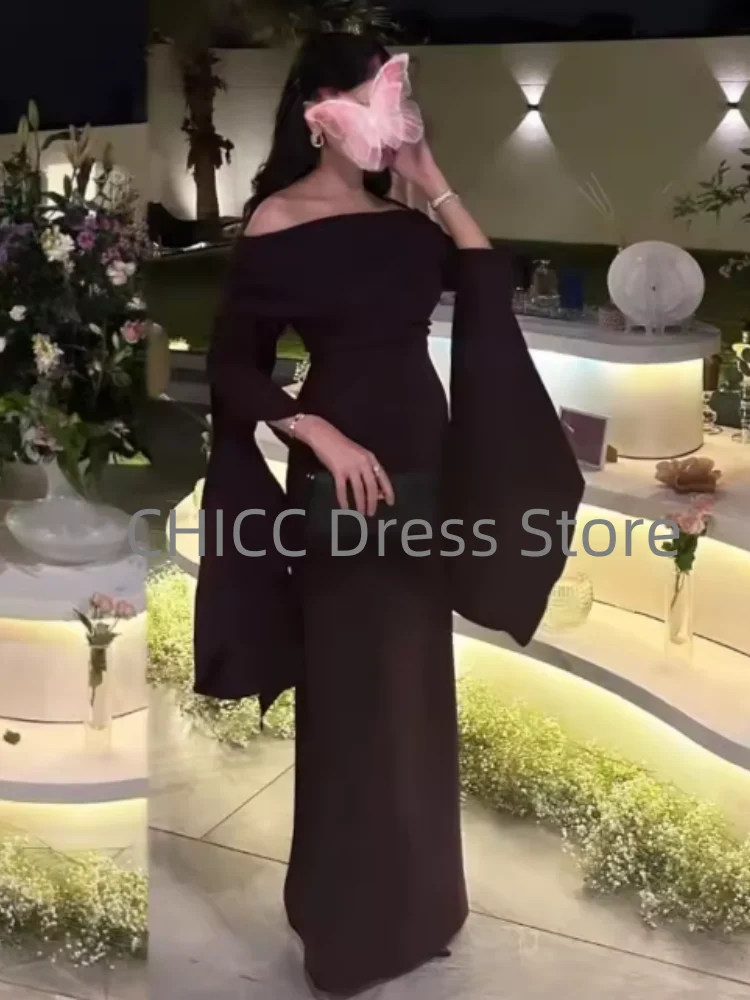 Vestido de noche de lujo con hombros descubiertos, manga larga, sirena, vestido de fiesta árabe, invitados de boda, ocasión especial, vestido de fiesta personalizado