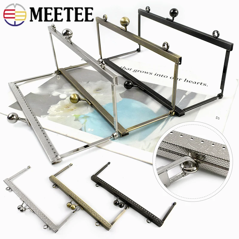 1/2/3Pcs 19cm Metal Bags Handle Embossed Purse Frame Wallet Kiss Clasp Handbags Handles Kit DIY Sewing Brackets Bag Accessories