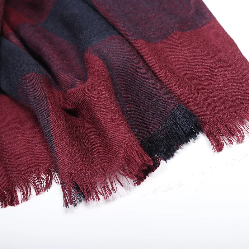 2022 Luxury Brand Real Wool Scarf For Women Men Winter Warm Soft Shawls Pashmina Plaid Tassel Long Scarves Stole bufanda sjaal