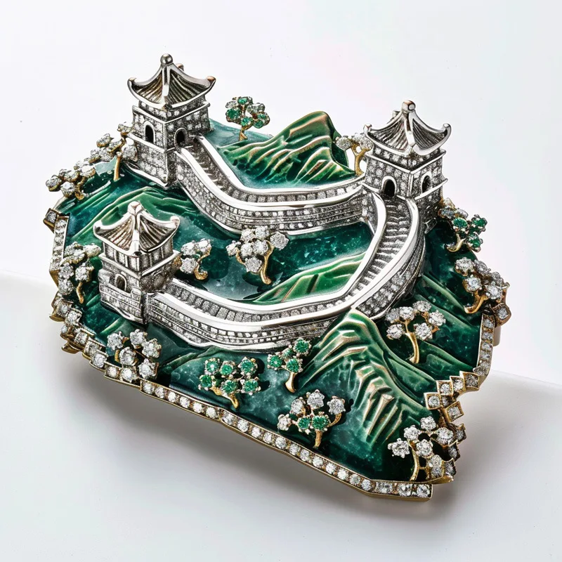 Zhuangwo Mountains and Rivers Wanli Great Wall Home Ornament Collection Brooch Jewelry High-end Customized Series
