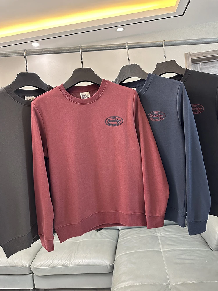 

American Retro Men's Long Sve Sweatirt Comfortable Loose Casual round Ne Versatile Cotton Polyester Blend Autumn Winte...