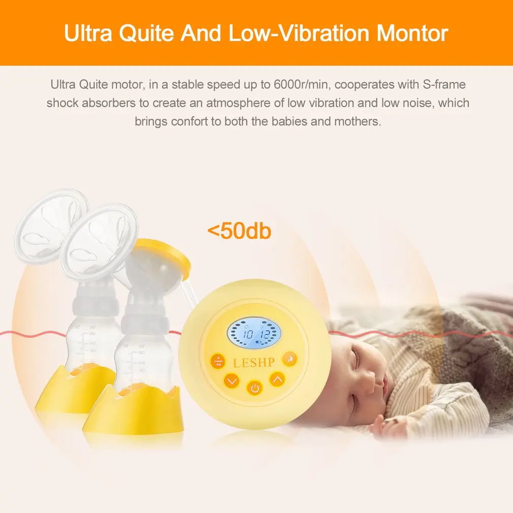 LESHP Double Side Electric Breast Pump with Milk Bottle Baby Feeding Large Suction Milk Pump Nipple Suction Baby Care