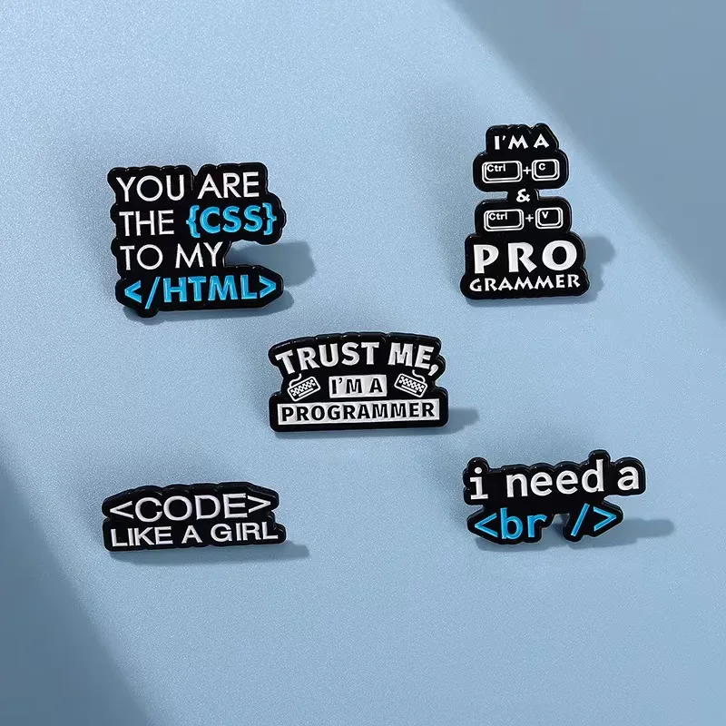 Code Like a Girl Enamel Pins Programmer Creative Codes I Need a Break Brooches Lapel Metal Badges Funny Jewelry Gift for Friend