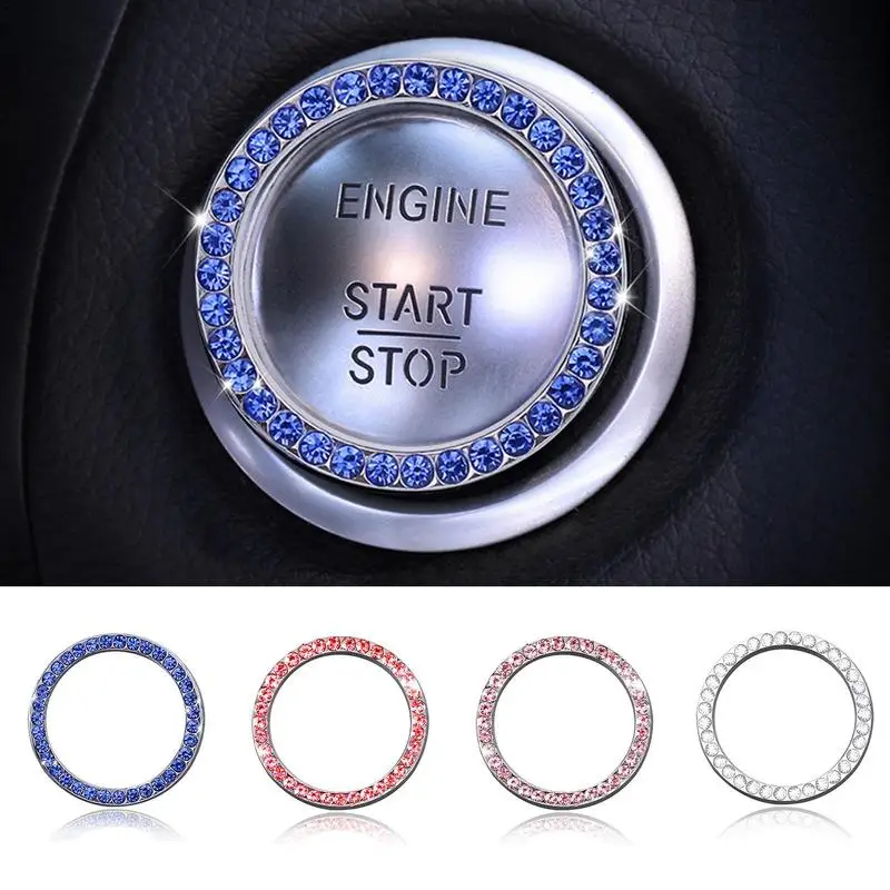 

Car Engine Start Stop Switch Button Cover Crystal Rhinestone Cover Protector Ring Hand-set Sticker Decoration